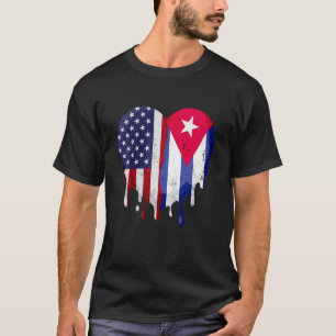 Camiseta Patrimônio Hispânico Americano Cubano Mês Bandeira