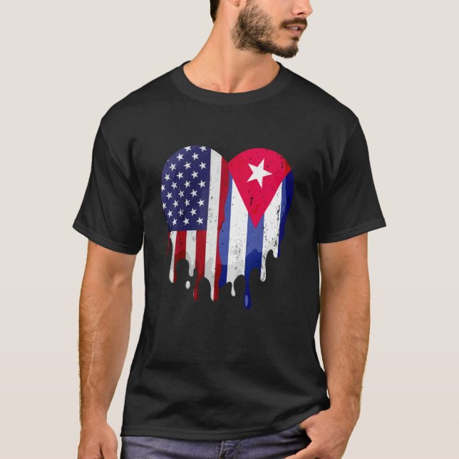 Camiseta Patrimônio Hispânico Americano Cubano Mês Bandeira (Frente)