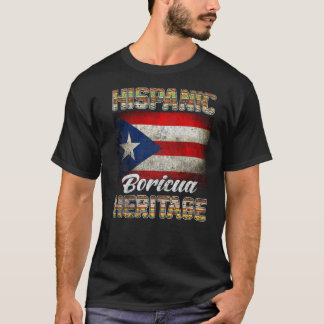 Camiseta Patrimônio Hispânico Boricua Mês Bandeira Porto-Ri