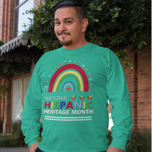 Camiseta Patrimônio Hispânico Mês Arco-Íris e Bandeiras Boh