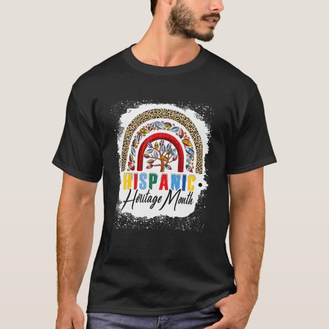 Camiseta Patrimônio Hispânico Mês Arco-Íris Todos os Países (Frente)
