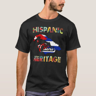 Camiseta Patrimônio Hispânico Mês Bandeira Cubana Cuba