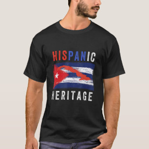 Camiseta Patrimônio Hispânico Mês Bandeira Cubana Cuba- map