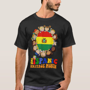 Camiseta Patrimônio Hispânico Mês Bolívia Crianças Meninas