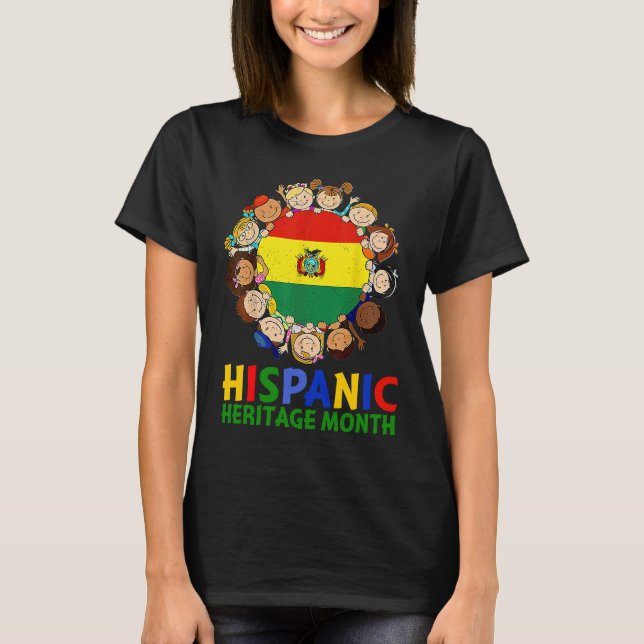 Camiseta Patrimônio Hispânico Mês Bolívia Crianças Meninas (Frente)