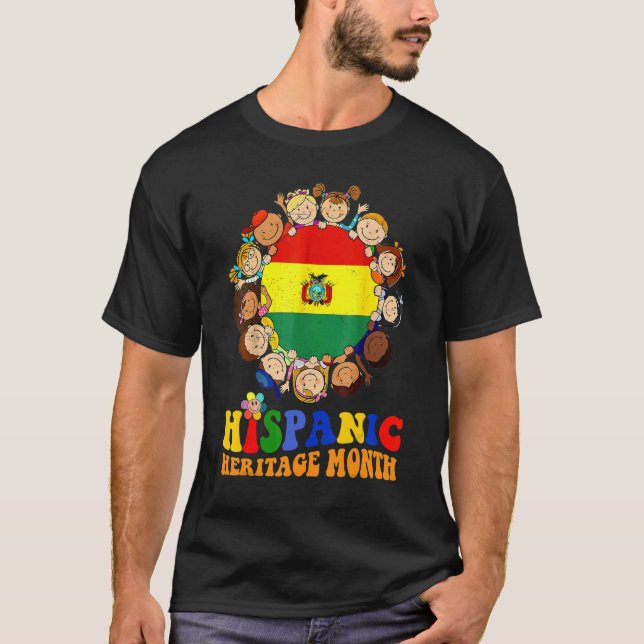 Camiseta Patrimônio Hispânico Mês Bolívia Crianças Meninas (Frente)