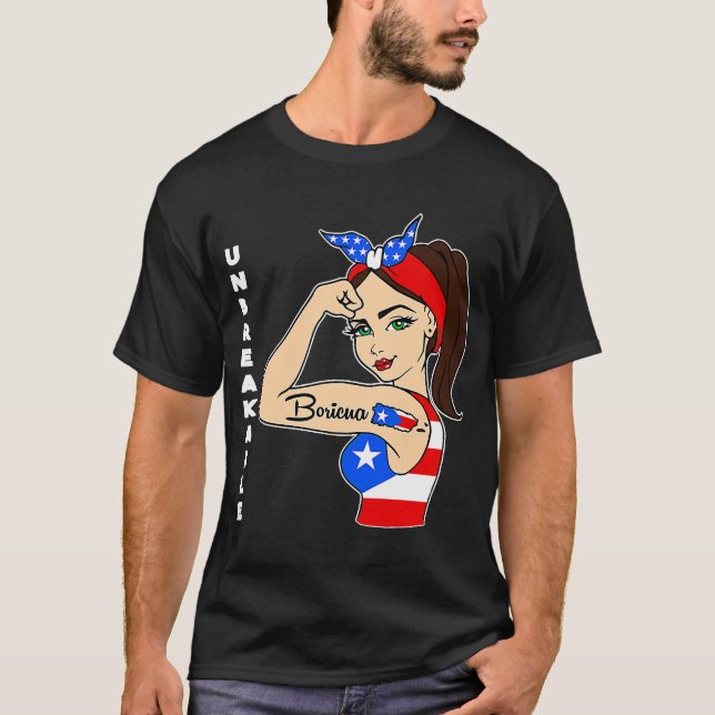 Camiseta Patrimônio hispânico Mês Boricua Porto Rico Bandei (Frente)