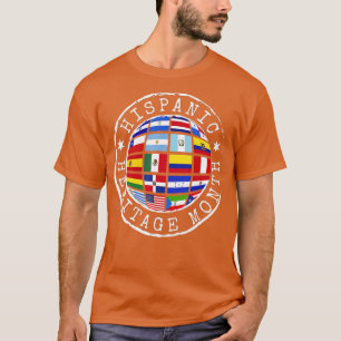 Camiseta Patrimônio Hispânico Mês Carimbo Países Latinos Fl