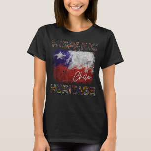 Camiseta Patrimônio Hispânico Mês Chile Bandeira Latino Chi