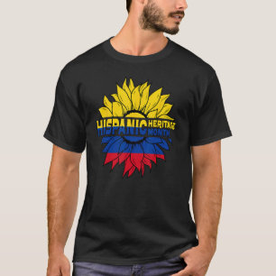 Camiseta Patrimônio Hispânico Mês Colômbia Bandeira Girasso
