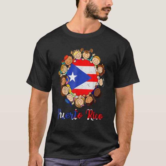 Camiseta Patrimônio Hispânico Mês Crianças Porto Rico (Frente)