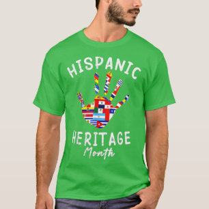 Camiseta Patrimônio Hispânico Mês de Latino Países Bandeira