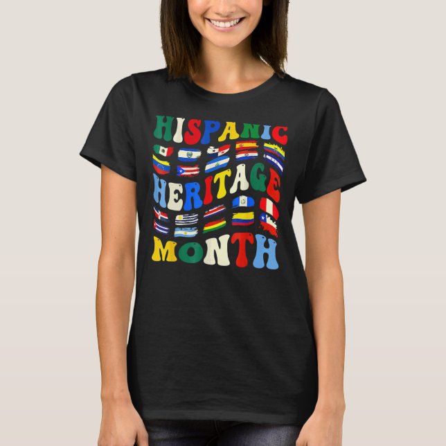 Camiseta Patrimônio Hispânico Mês dos Países Latinos Bandei (Frente)