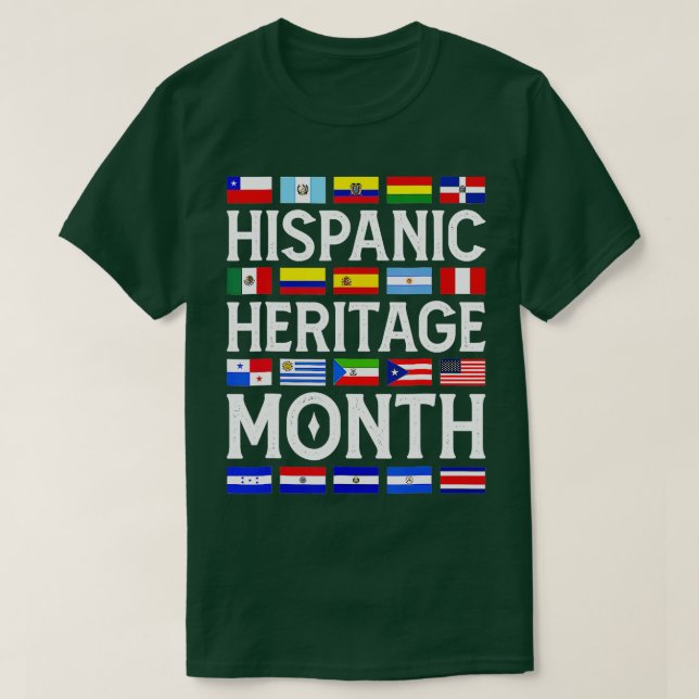 Camiseta Patrimônio Hispânico Mês dos Países Latinos Nacion (Frente do Design)