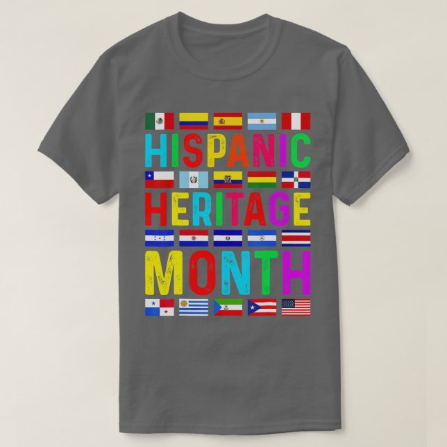 Camiseta Patrimônio Hispânico Mês dos Países Latinos Nacion (Frente do Design)