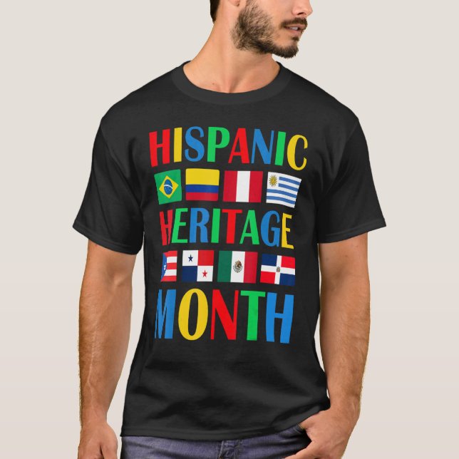 Camiseta Patrimônio Hispânico Mês dos Países Latinos Nacion (Frente)