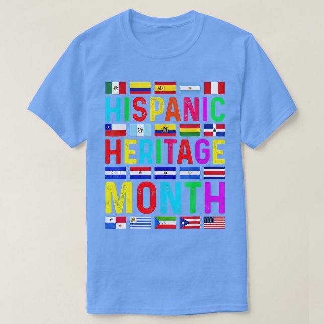 Camiseta Patrimônio Hispânico Mês dos Países Latinos Nacion (Frente do Design)