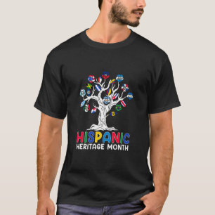Camiseta Patrimônio Hispânico Mês Flor Bandeira Raízes Lat