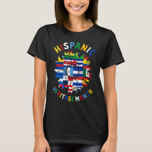 Camiseta Patrimônio Hispânico Mês Girassóis Todos os Países