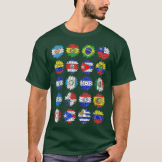 Camiseta Patrimônio Hispânico Mês Latim Todos os Países Flo