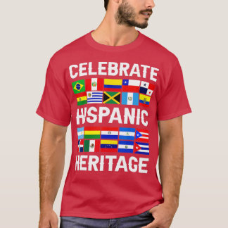 Camiseta Patrimônio hispânico Mês latino Bandeira todos os