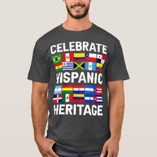 Camiseta Patrimônio hispânico Mês latino Bandeira todos os 