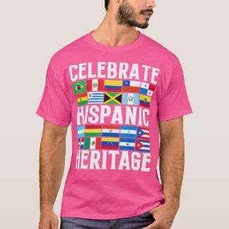 Camiseta Patrimônio hispânico Mês latino Bandeira todos os