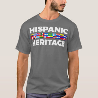 Camiseta Patrimônio Hispânico Mês Latino Bandeiras do País