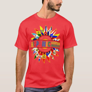 Camiseta Patrimônio Hispânico Mês Latino Flagres de Girasso