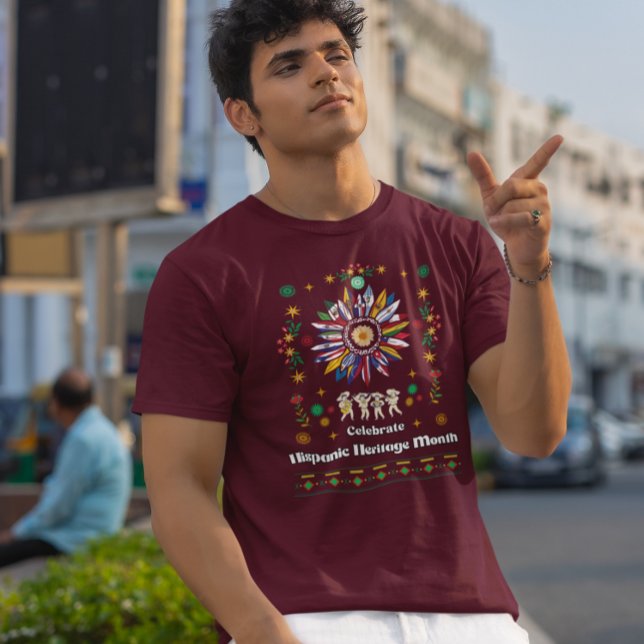 Camiseta Patrimônio Hispânico Mês Latino Flagres girassol D (Criador carregado)