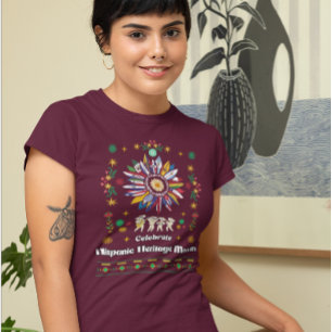Camiseta Patrimônio Hispânico Mês Latino Flagres girassol D