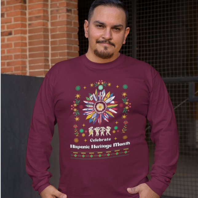 Camiseta Patrimônio Hispânico Mês Latino Flagres girassol D (Criador carregado)