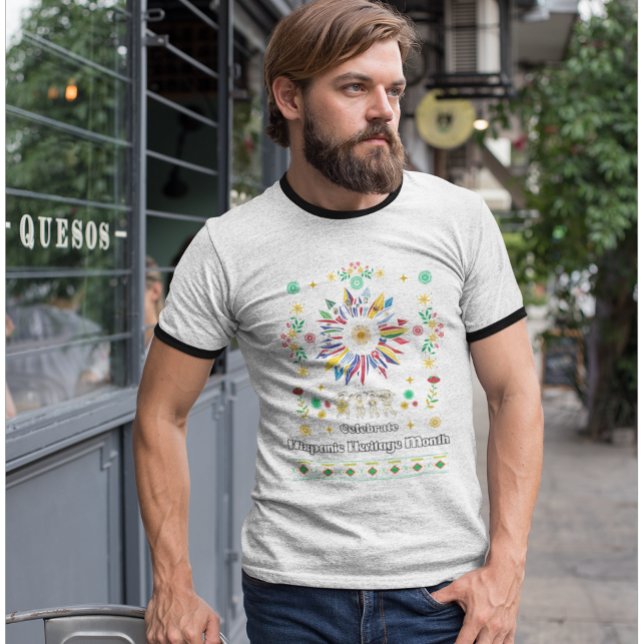 Camiseta Patrimônio Hispânico Mês Latino Flagres girassol D (Criador carregado)