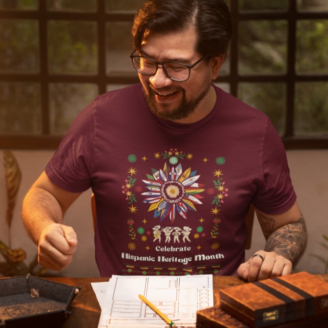 Camiseta Patrimônio Hispânico Mês Latino Flagres girassol D (Criador carregado)