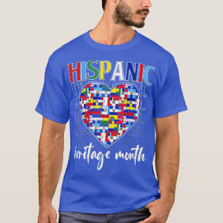 Camiseta Patrimônio Hispânico Mês Latino Países Coração Fla