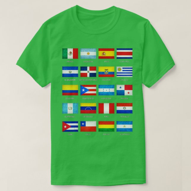 Camiseta Patrimônio Hispânico Mês Latino Todos os Países Ba (Frente do Design)