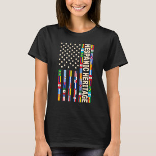 Camiseta Patrimônio Hispânico Mês Latino Todos os Países Ba