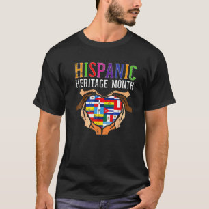 Camiseta Patrimônio Hispânico Mês Mãos Corações a Todos os