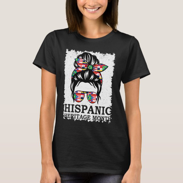 Camiseta Patrimônio Hispânico Mês Mensagem Bun (Frente)