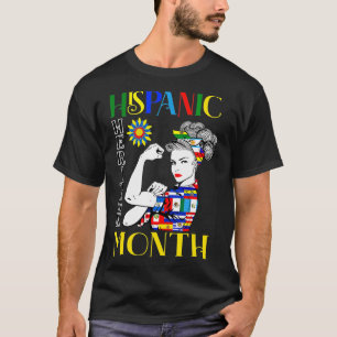 Camiseta Patrimônio Hispânico Mês Mulher Latino Países Fla