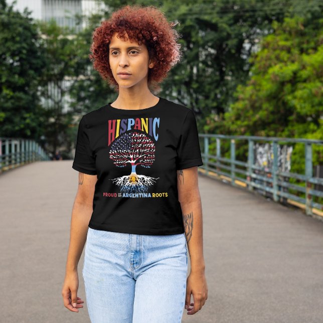 Camiseta Patrimônio Hispânico Mês Orgulhento Raízes argenti (Criador carregado)