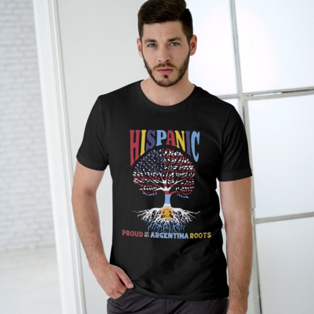 Camiseta Patrimônio Hispânico Mês Orgulhento Raízes argenti (Criador carregado)