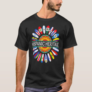 Camiseta Patrimônio Hispânico Mês Países latinos Bandeiras