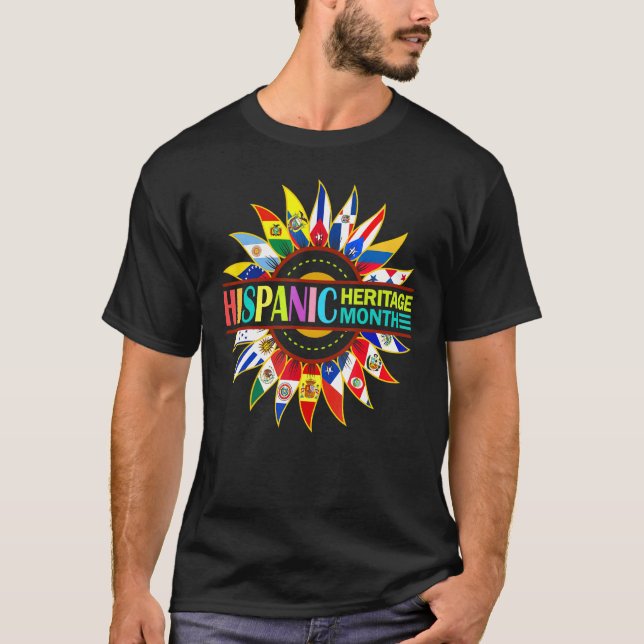Camiseta Patrimônio Hispânico Mês Países latinos Bandeiras  (Frente)