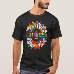 Camiseta Patrimônio Hispânico Mês Países latinos Bandeiras