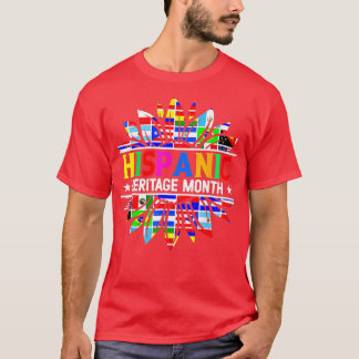 Camiseta Patrimônio Hispânico Mês Países latinos Bandeiras