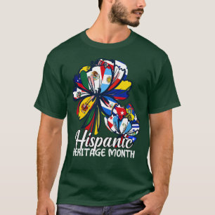 Camiseta Patrimônio Hispânico Mês Países Latinos Bandeiras