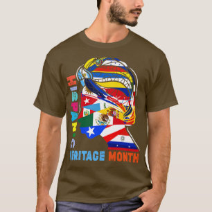 Camiseta Patrimônio Hispânico Mês Países Latinos Bandeiras