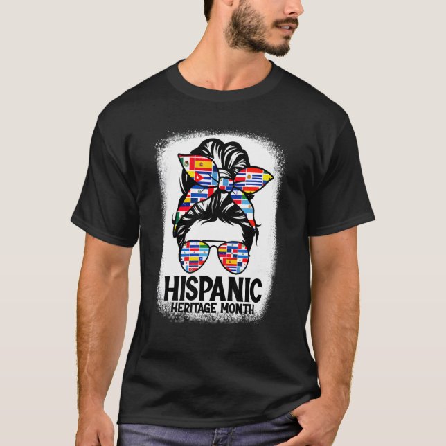 Camiseta Patrimônio Hispânico Mês Sinalizadores Mensagem Bu (Frente)