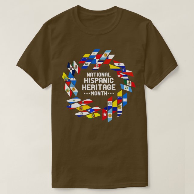 Camiseta Patrimônio Hispânico Mês Todos os Países Latinos B (Frente do Design)